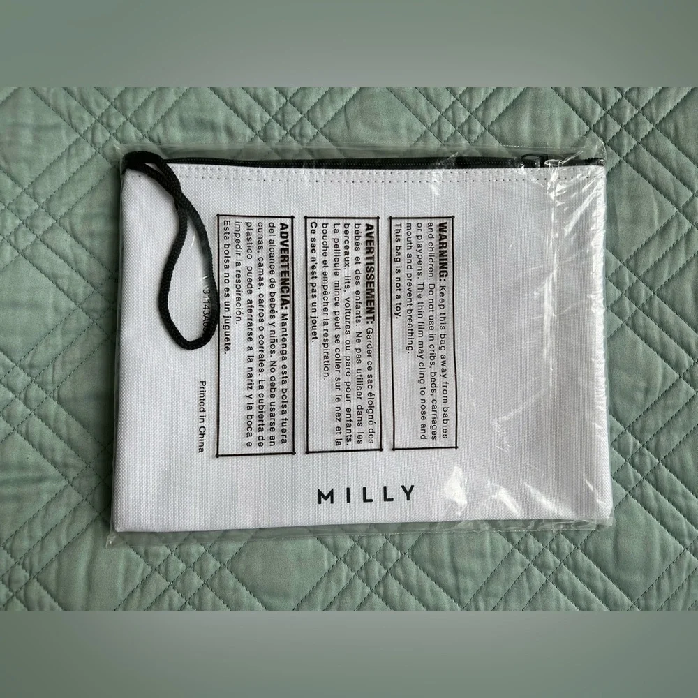 NEW Milly Haute Mess Beach Please Slay All Day Resting Face Pouch Clutch Bag
